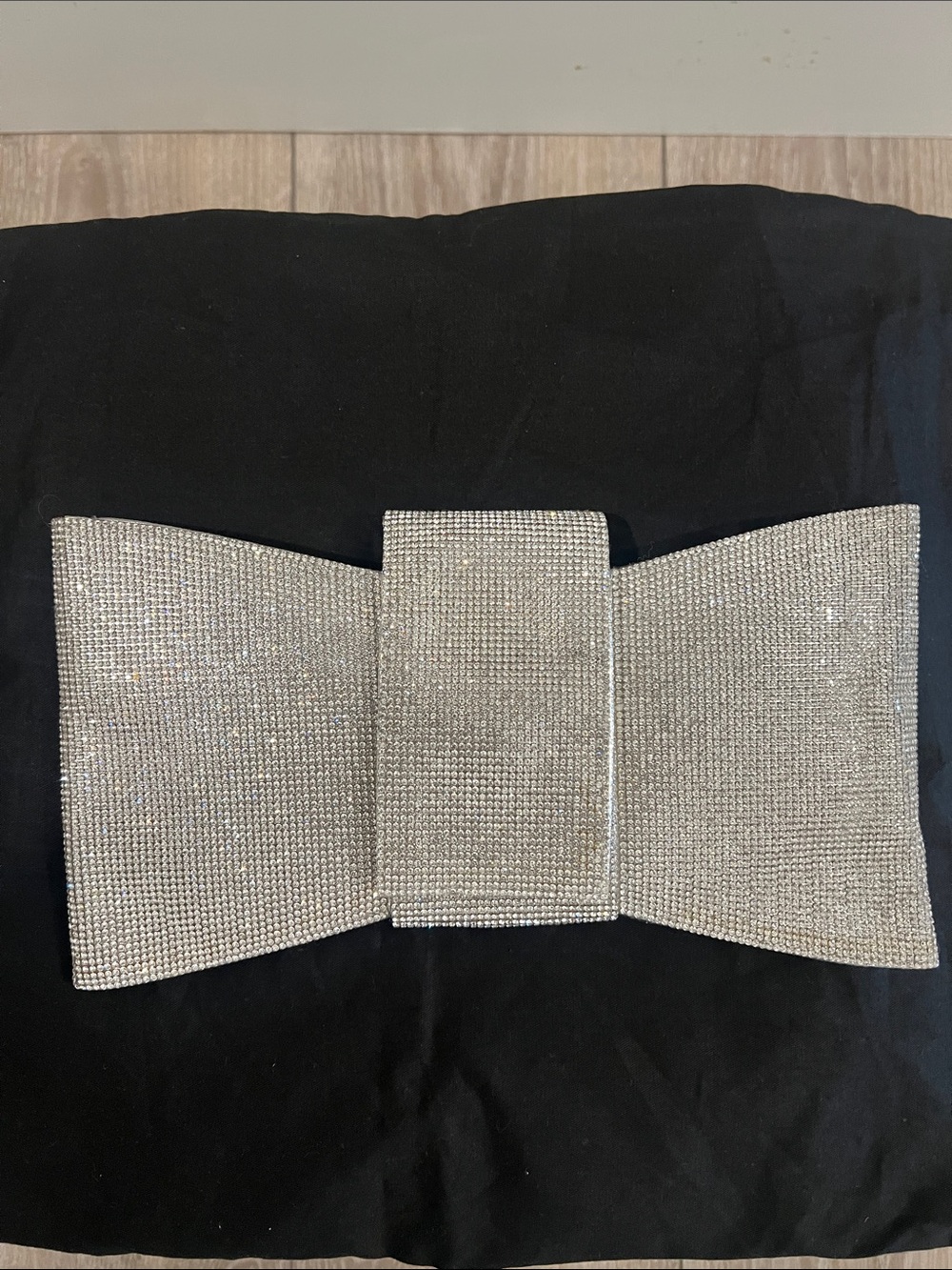 Crystal Bow Clutch Bag - Silver Rhinestone Evening Bag